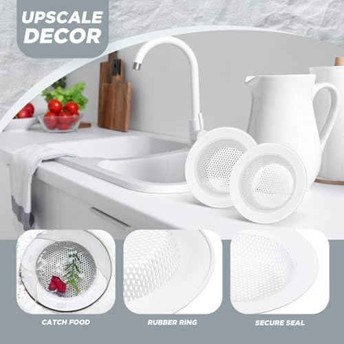 Retisee 2 Pcs Kitchen Sink Drain Strainer 4.4 Inch,Porcelain White