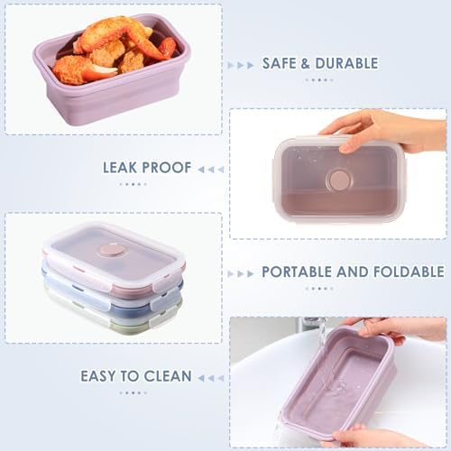 Mifoci 6 Pcs Collapsible Food Storage Containers with Lid, Morandi