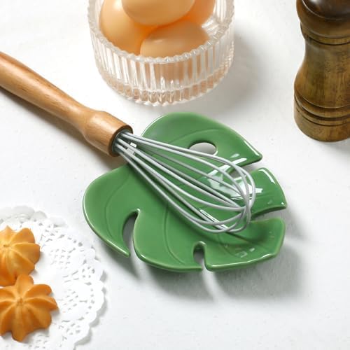 Honeydak Ceramic Spoon Rest Monstera Leaf Kitchen Holder, Xmas
