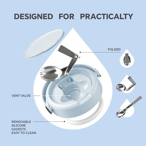 Ideus Soup Thermo with Foldable Spoon and Bowl 20oz, All-in-one