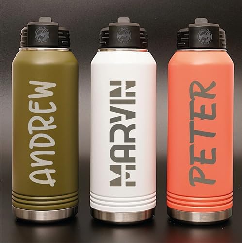 Next Day Shipping, Personalized Laser Engraved 12 20 32 40 oz Water