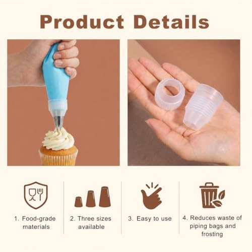 9 PCS Couplers for Piping Bags 3 Sizes Clear Piping Bag Couplers