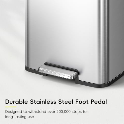 EKO Madison 13.2 Gal Stainless Steel Step Trash Can