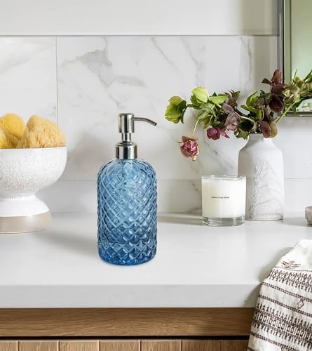 JASAI 18Oz Gem Patterned Glass Soap Dispenser