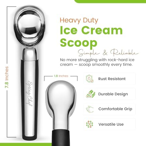 Spring Chef Heavy Duty Metal Ice Cream Scoop with Soft Grip Handle