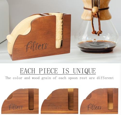 LBEMEY Acacia Wood Coffee Filter Holder - V60 Size 01 & 02 Cone Coffee
