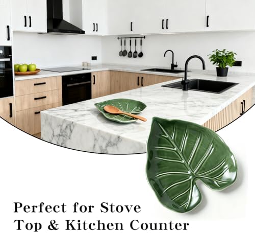 Leaf Spoon Rest, Leaf-shaped Ceramic Spoon Rest for Stove Top