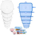 Linkidea 12 Pcs Silicone Stretch Lids, Blue & White