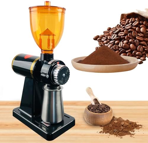 Flat Burr Coffee Grinder, 8 Grind Settings, Black