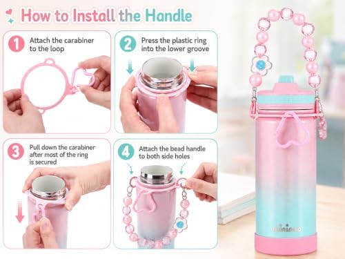 Mininoo Kids Water Bottle for School - 16 oz Stainless Steel Insulated