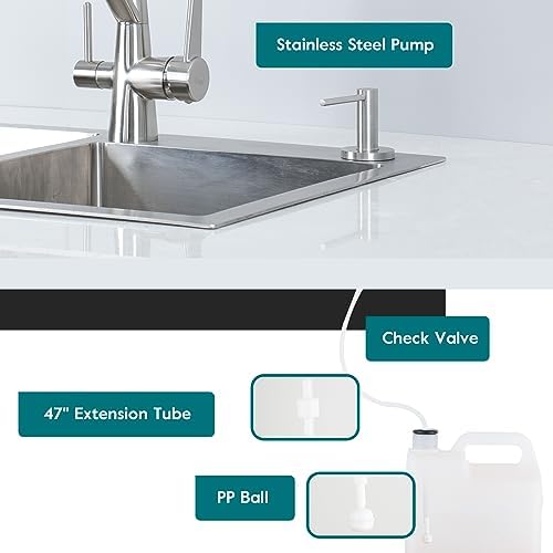 Gappo Soap Dispenser, Brushed Nickel, 47" Extension Tube Kit