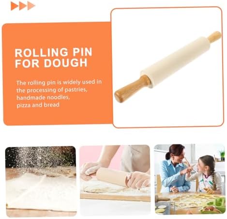 Silicone Rolling Pin Dough Roller Pin with Wood Handles Xmas