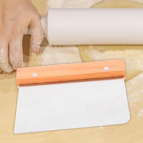 Dough Scraper Cutter Stainless Steel with Wood Handle for Baking