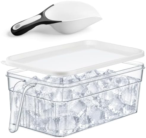 1 Set Ice Bin for Freezer with Lid Scoop, Black Handle