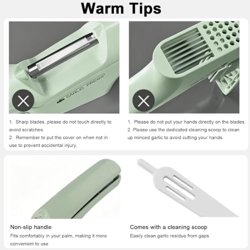 4 in 1 Garlic Press and Slicer (Green)