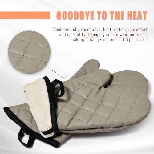 ARCLIBER Gray 16" Quilted Terry Oven Mitts 2 Pairs Heat Resistant