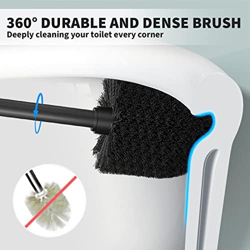 Toilet Brush with Covered Holder, Black, 1 Set