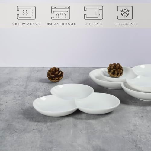 Porcelain Chip and Dip Serving Set, Divided Platter 3 Compartments