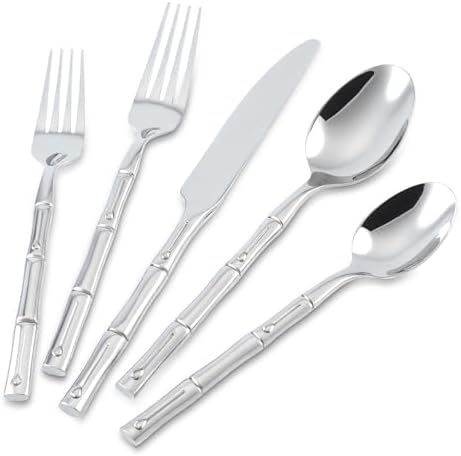 Silverware Set 60-Piece Bamboo Pattern Service for 12