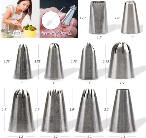 25 Pcs Extra Large Piping Tip Set, Stainless Steel Frosting Piping