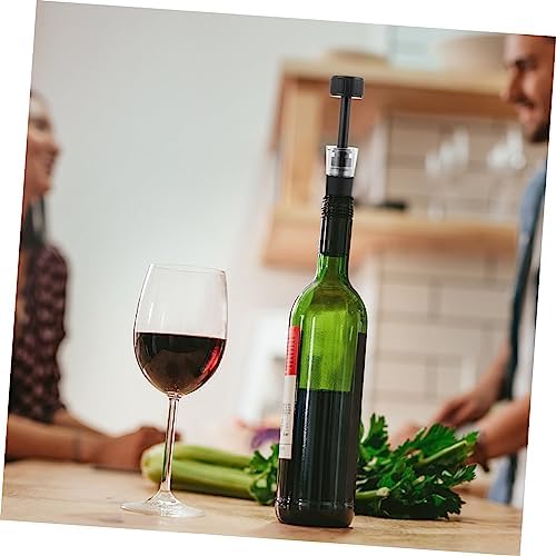 2pcs Vacuum Wine Stopper Black Plastic for Wine Bottles