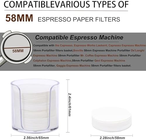 Espresso Paper Filter 58mm, 300pcs Disposable Espresso Puck Paper