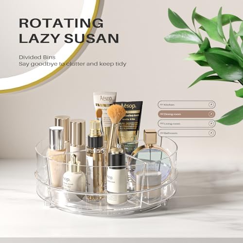 2 Pack Lazy Susan Organizer, 9 inch Rotating Storage Organizer with Bins