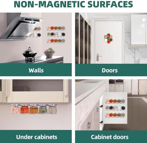 10 Pack Glass Magnetic Spice Jars for Refrigerator