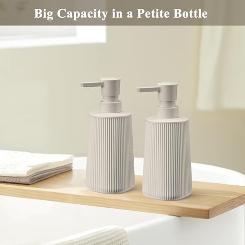 Beige 2 Pack Hand Soap Dispensers Set