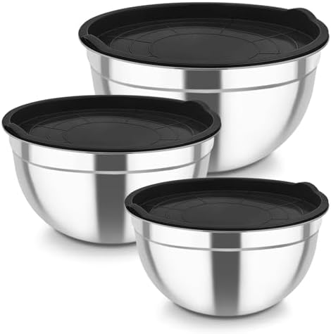 TeamFar Mixing Bowls, Stainless Steel Nesting Salad Bowls & Airtight