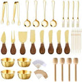 46Pcs Charcuterie Boards Accessories Small Serving Utensil Set Cheese Butter Spreader Knives Mini Stainless Steel Cutlery Tong Spoon Fork Bowl Wooden Toothpick for Kitchen Wedding Christmas Gift(Gold)