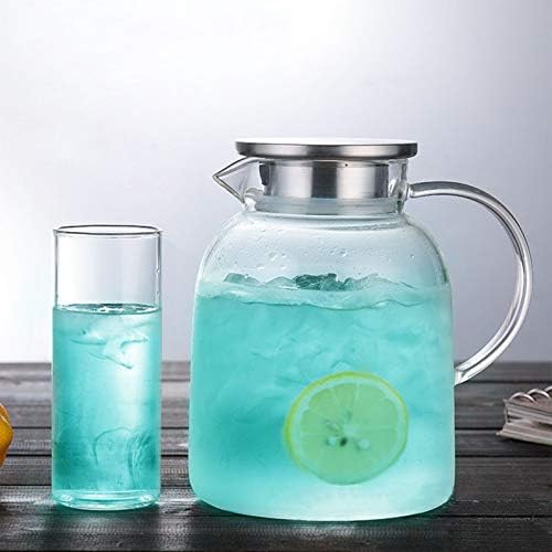 Hedume 2 Liter Glass Pitcher With Lid and Handle - Heat Resistant
