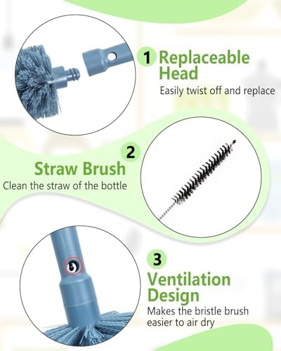 NTIERA 2-in-1 Bottle Brush Cleaner Kit Set,Long Water Bottle Cleaning