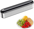 Aluminum Foil & Plastic Wrap Dispenser with Cutter - Magnetic & No-Drill Wall Mount, Stainless Steel Design, Space-Saving Kitchen organizer for Countertops & Cabinets - Fits 12" Rolls, Silver