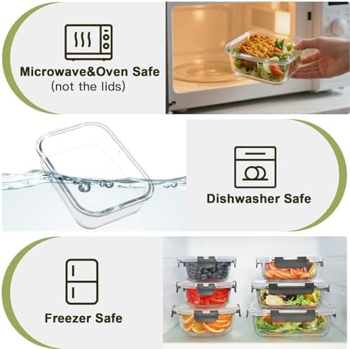 BAYZZ 30-Piece Glass Food Storage Containers with Lids