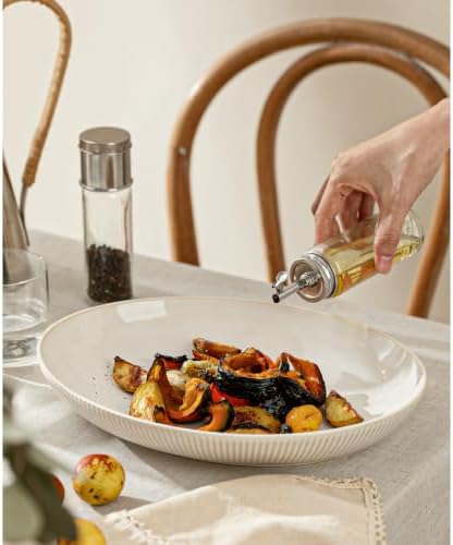 Ceramic Serving Bowls Set of 2, Serving Platters for Entertaining, Stripes