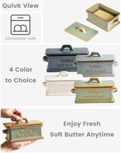Zoeeker Butter Dish with Lid, Ceramic Butter Holder Container for