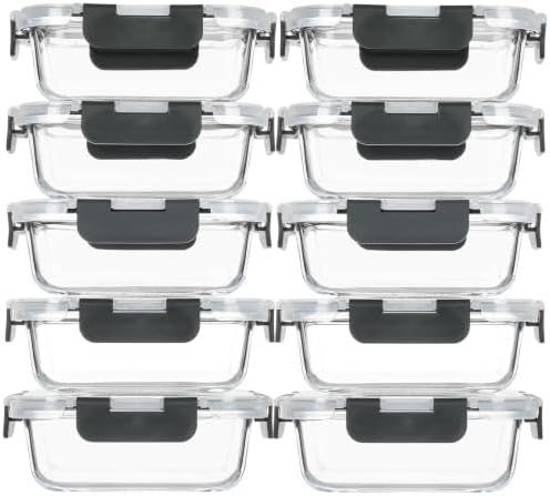 M MCIRCO 10-Pack 13 oz Glass Meal Prep Containers with Lids