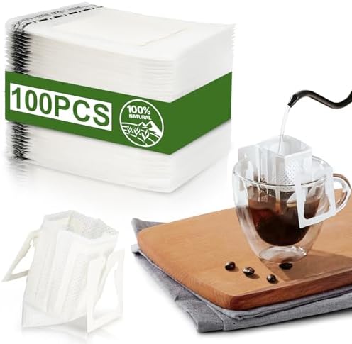 CARGEN 100Pcs Portable Coffee Filter Paper Bags,Hanging Ear Drip