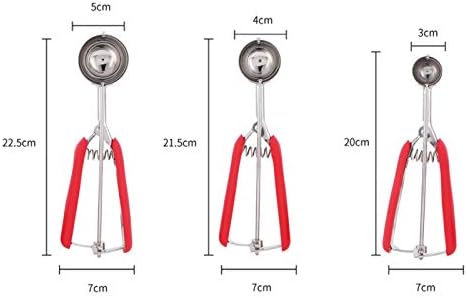 Ice Cream Scoop Set 3 Sizes Stainless Steel Trigger