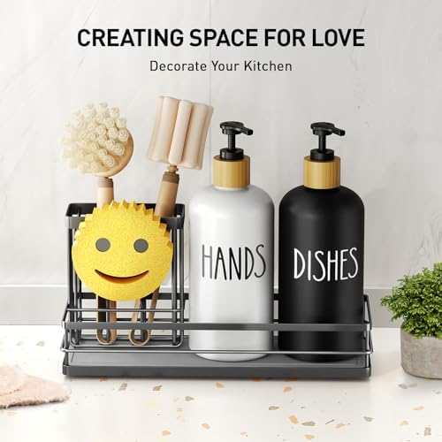 Moforoco Kitchen Dish Soap Dispenser Set, 16oz, Black