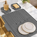 Silicone Dish Drying Mat for Kitchen Counter – Non-Slip Dish Drainer