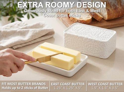 Two-in-One Butter Dish with Lid, Large Storage Keeper/Holder for