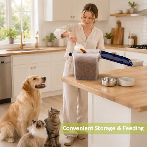 5-10 Lbs Airtight Cat Dog Food Storage Container, 8QT Compact Pet Food