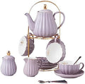 CLAY TONIC-8 OZ Porcelain Purple Coffee/Teacup and Saucer Set with