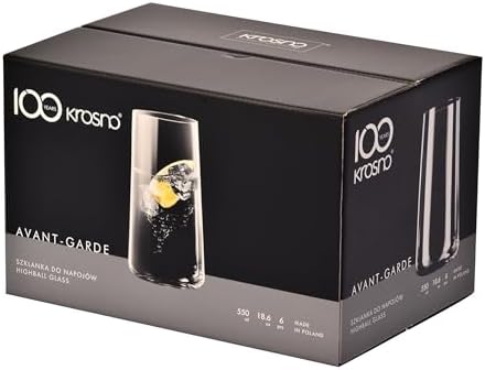 Krosno Water Glasses Set of 6, 18.6 oz, Avant-Garde Collection