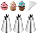 Kasmoire 3Pcs 1M Piping Tips,Stainless Steel 1M Star Tips for