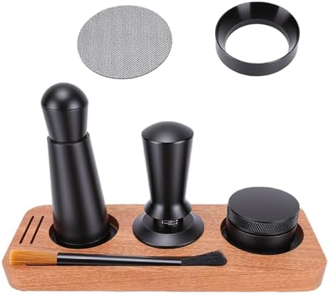 Coffee Tamper Set with Wooden Base, 51mm Stainless Steel