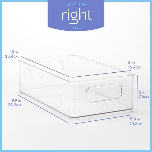 Plastic Food Storage 2 Pack Clear Container Bin with Handles for