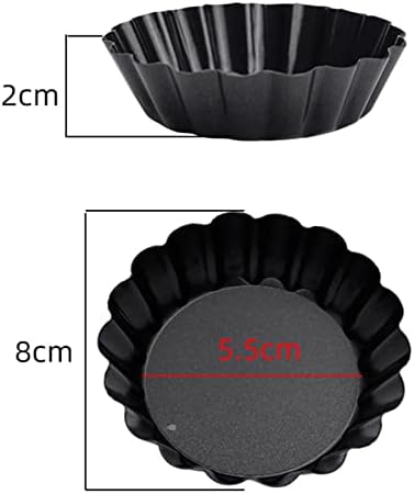 6PCS Mini Cake Mould with Removable Bottom, Black Carbon Steel Quiche